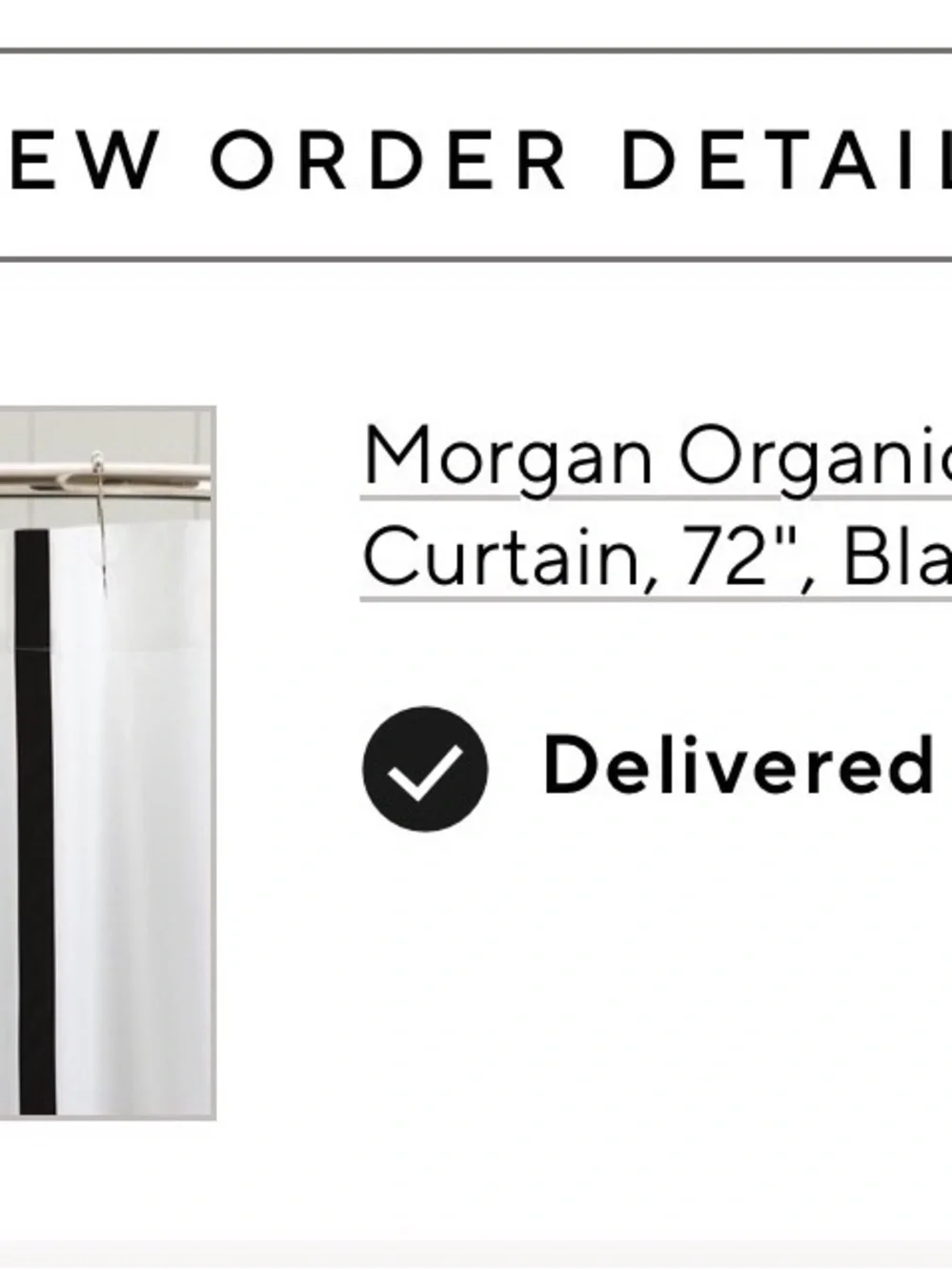 Pottery Barn Morgan White Shower Curtain with Black Banded Trim